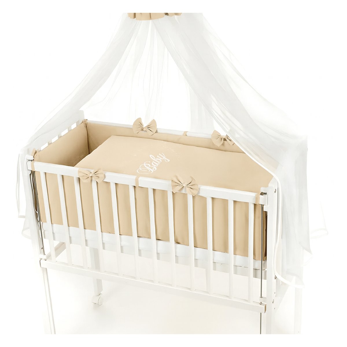 Babyhafen Beistellbett 90x40 BABY HERZEN Beige inkl. Matratze & Set - babyhafen.de 