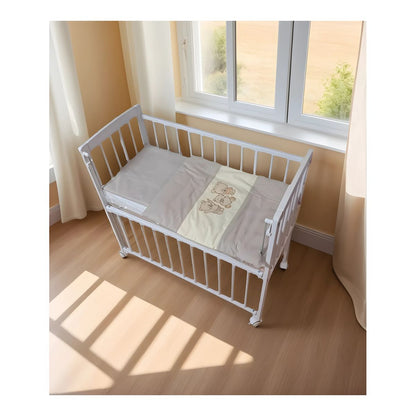 Beistellbett beige 40x90 mit Bettwäsche Set und Bären Motiv