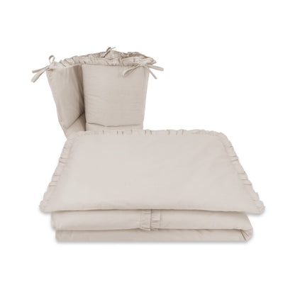 6-teiliges Bettset fuer Beistellbett Beige mit Rueschen