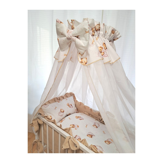 Babybett 3in1 Musselin Beige – Beistellbett & Stubenwagen Teddybär - babyhafen.de 