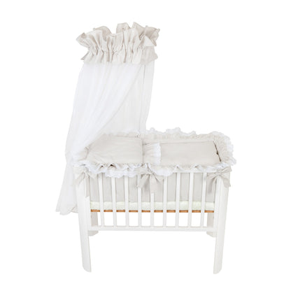 3in1 Beistellbett Royal Grau 90x40 cm mit Himmel, Nestchen, Matratze und Bettwäsche