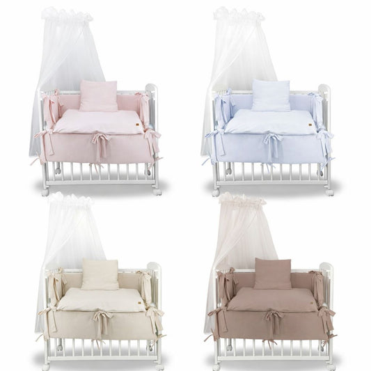 Komplettes Beistellbett-Set Sweater Soft in Rosa, Blau, Mokka und Beige