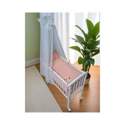 Beistellbett 3in1 90x40 – Matratze & Musselin-Set Rosa | Babyhafen - babyhafen.de 