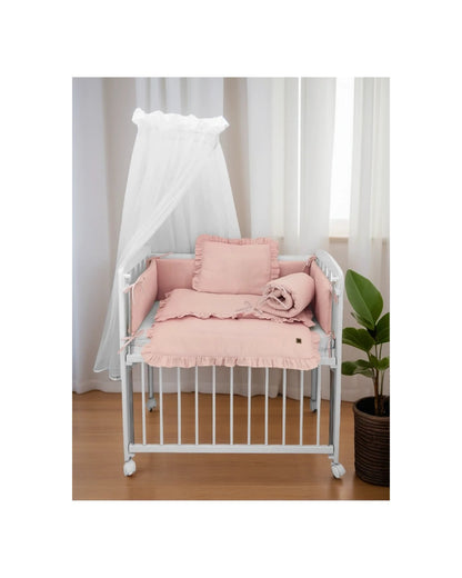 Beistellbett 3in1 90x40 – Matratze & Musselin-Set Rosa | Babyhafen
