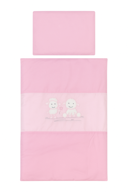 Baby Garnitur für Kinderwagen mit Stickerei Rosa - babyhafen.de 