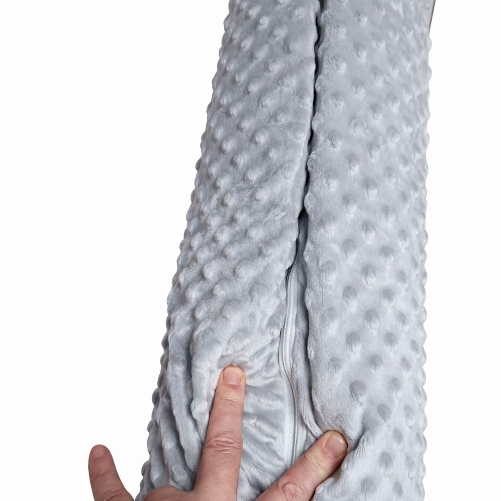 Weicher Bettkantenschutz Baby 80 cm aus Minky mit Reißverschluss in Grau