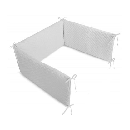 Bettnestchen Grau 180x30 cm gesteppter Samt für Babybett