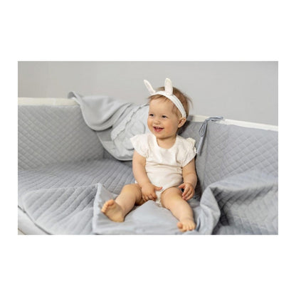 Babybett Nestchen Samt Grau gesteppt weich gepolstert