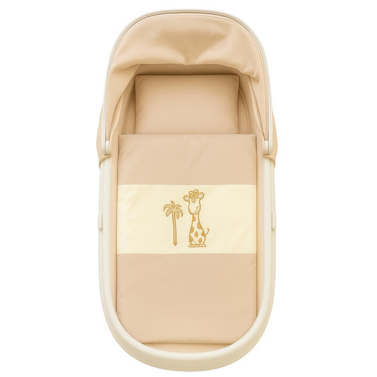 Baby Bettwäsche Set Giraffe beige mit Decke und Kissen für Beistellbett oder Kinderwagen