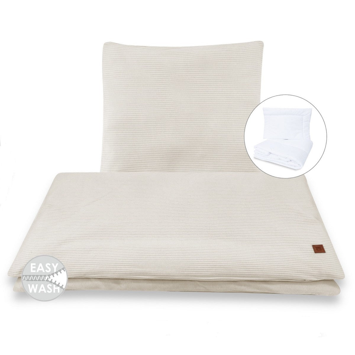 Babybett Bettwäsche Set Decke und Kissen Sweater Beige – pflegeleicht und weich, babyhafen.de