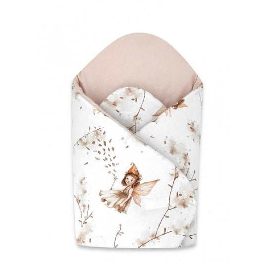 Einschlagdecke Babyhörnchen „Fee“ in Beige – weiches Neugeborenen-Babyhoernchen, doppellagig, zartes Feen-Design