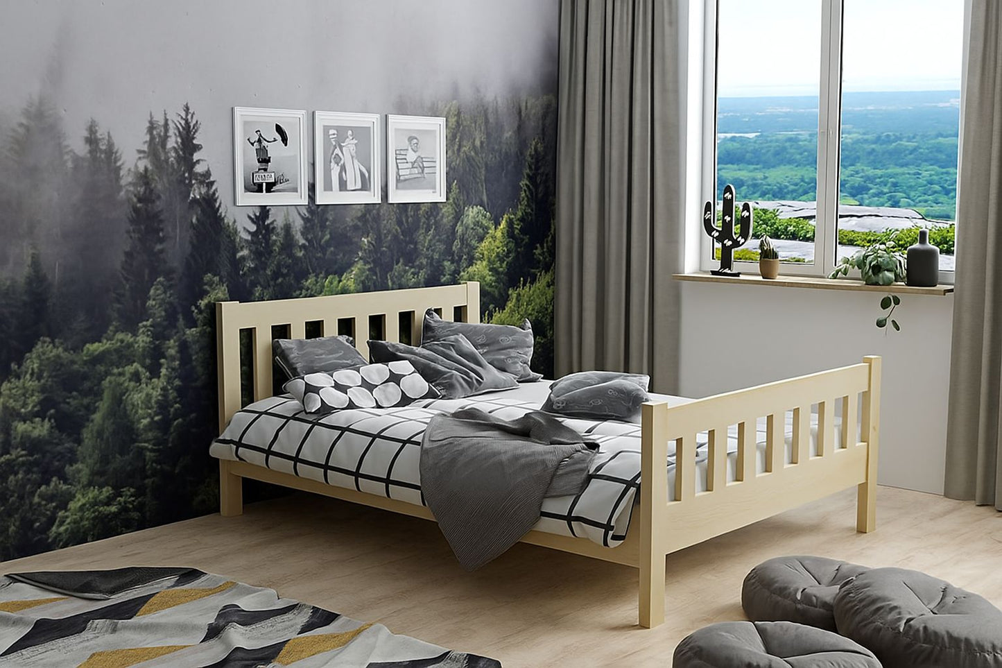 Kinderbett Tiger 200x90 aus massivem Holz farbe Weiß