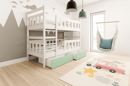 Etagenbett „Luna 2in1“ – Kinderbett für zwei Kinder mit Schubladen