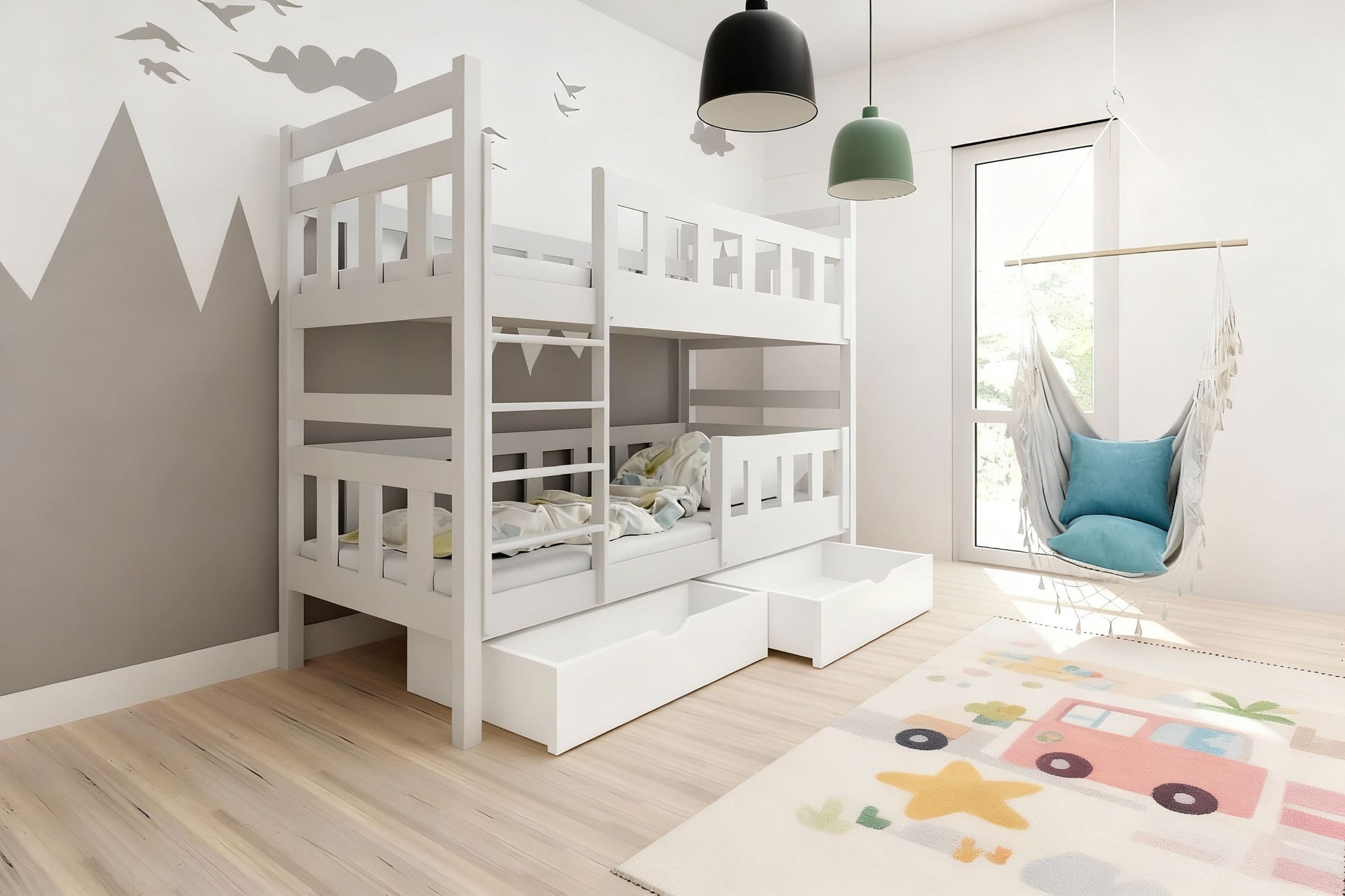 Etagenbett komplett Weiß – Kinderbett mit Schubladen von Babyhafen