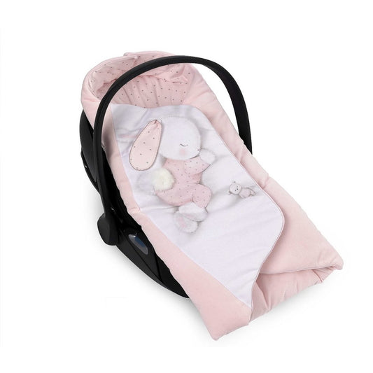 Weicher Baby Fußsack rosa Punkte für Babyschale und Buggy