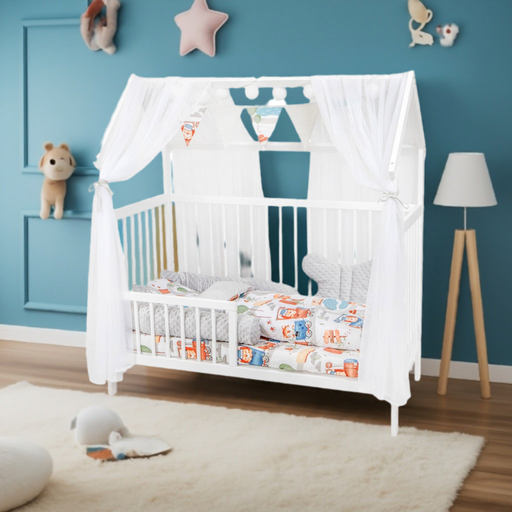 Animals Komplettbett 2in1 Hausbett 60×120 mit Schutzgitter - babyhafen.de 