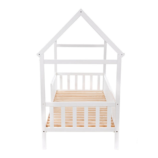 Babyhafen Juniorbett Hausbett aus Holz in Weiß