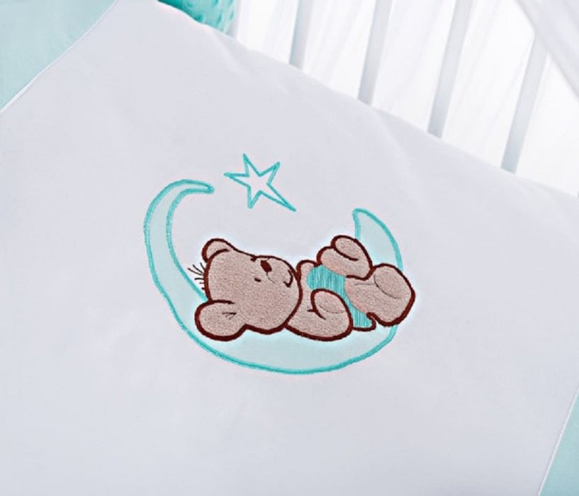 Hausbett 120x60 Rausfallschutz Ausstattung Teddy grün - babyhafen.de 