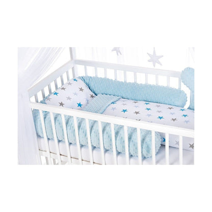 Bettwäsche für Hausbett Blau mit Baldachin und Bettrolle