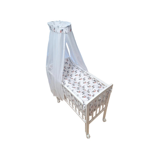 Beistellbett, Matratze & Bettwäsche im Design Pariser Tierfreunde