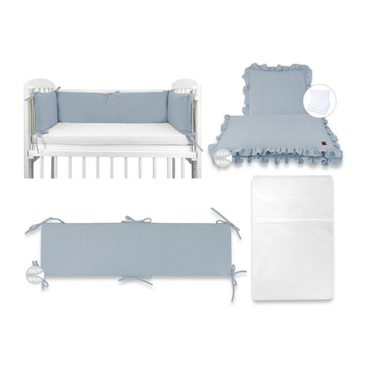 3in1 Beistellbett in Weiss mit Musselin Bettwäsche Jeans – Baby Komfort