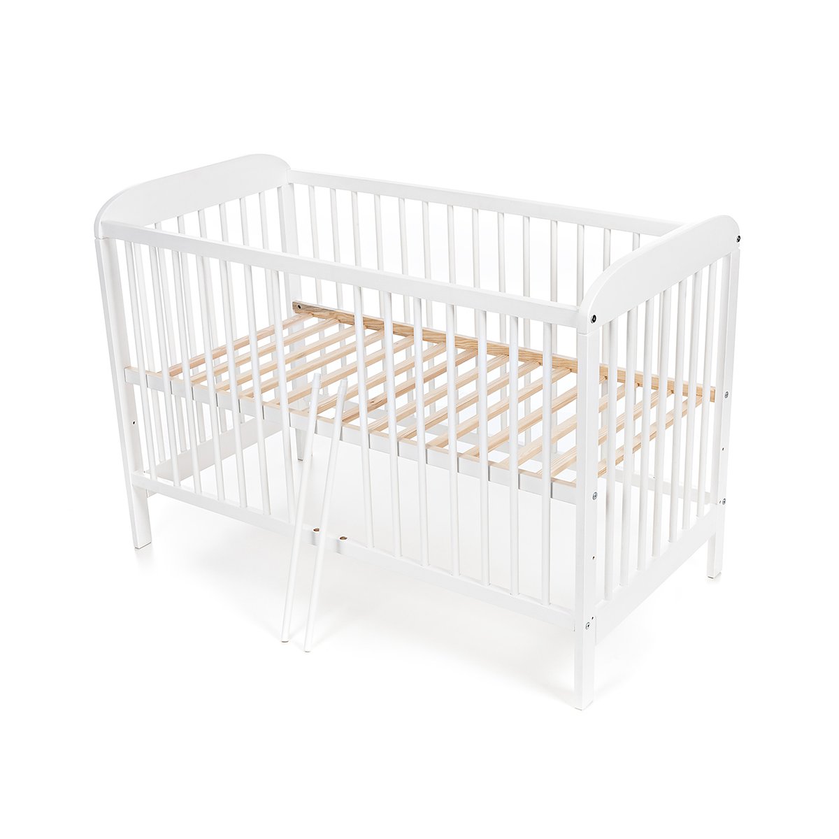 Klassisches Gitterbett Babybett weiß mit Matratze und Seitengittern