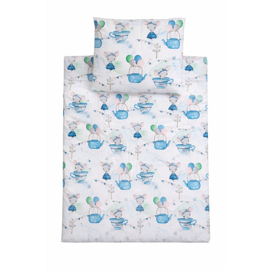 Kinderbettwäsche Set 4-teilig aus 100 % Baumwolle, Mäuse