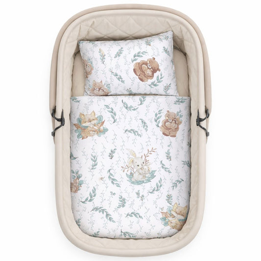 Babybettwäsche Kinderwagen Set Lulu Waldtiere aus Baumwolle 2-teilig