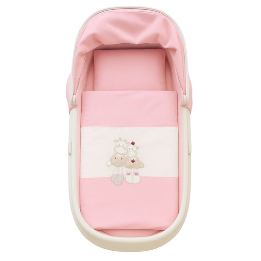 Baby Garnitur für Kinderwagen mit Stickerei Rosa - babyhafen.de 