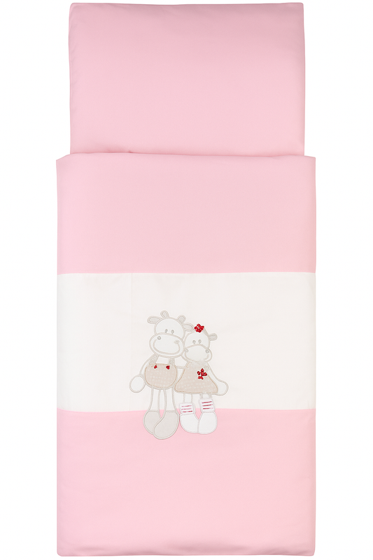 Baby Garnitur für Kinderwagen mit Stickerei Rosa - babyhafen.de 