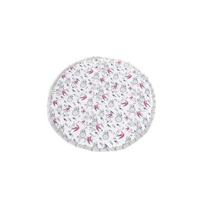 Runde Baby Spielmatte mit Traumfänger-Motiv und Rüschen in Grau