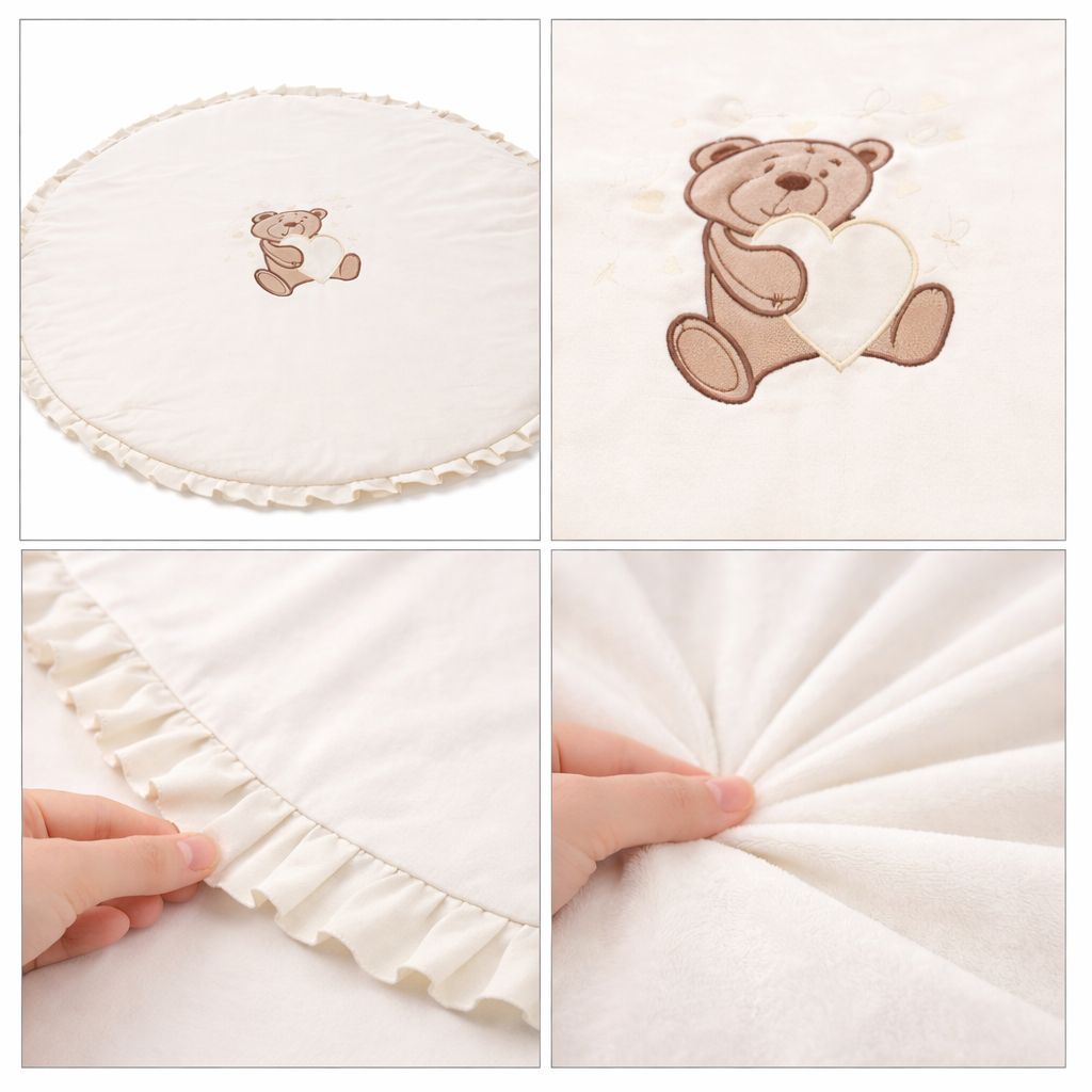 Weiche Krabbeldecke Ø 95 cm mit dekorativer Rüsche für Babys Beige