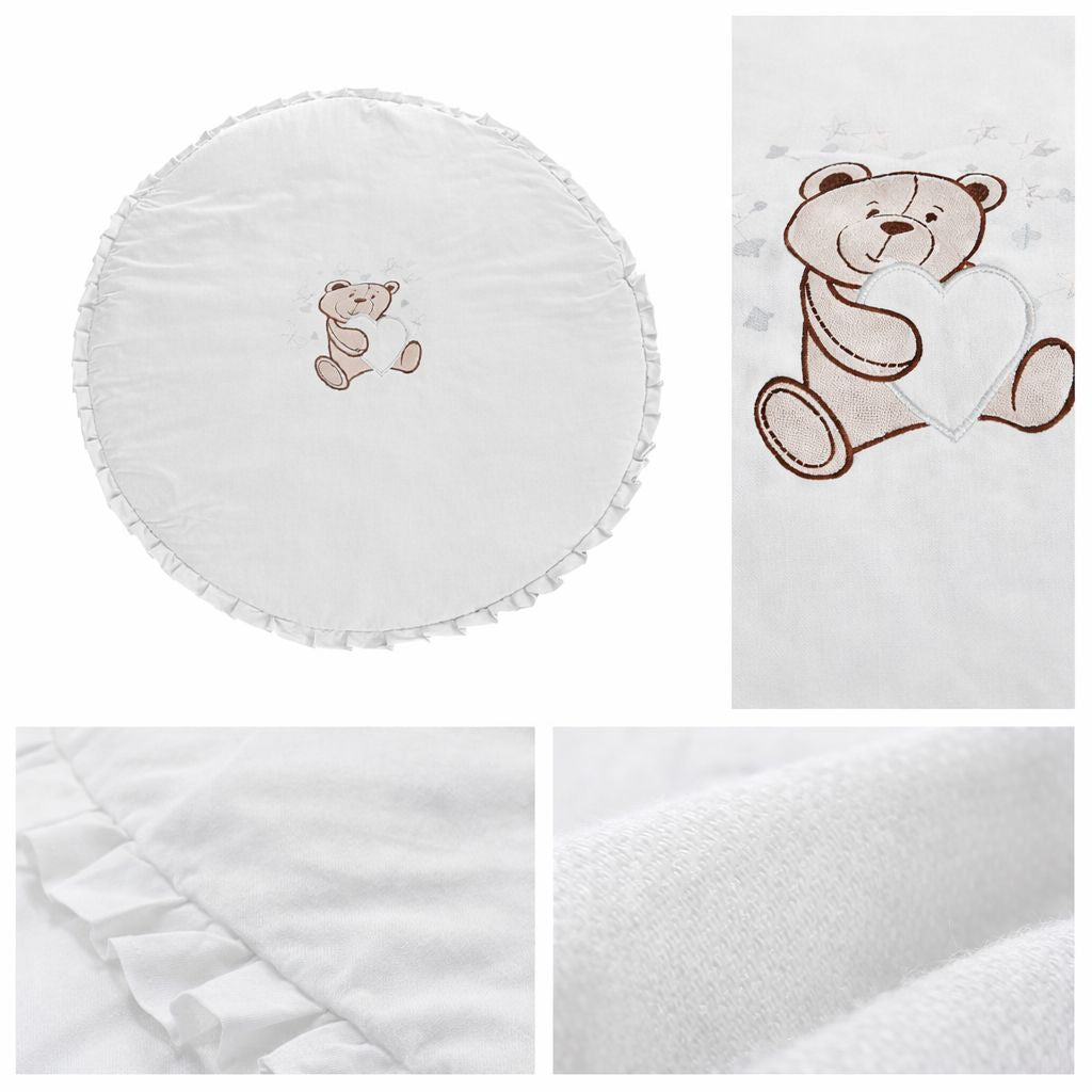 Weiche Krabbeldecke Ø 95 cm mit dekorativer Rüsche für Babys Grau