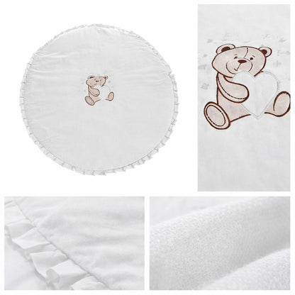 Weiche Krabbeldecke Ø 95 cm mit dekorativer Rüsche für Babys Grau