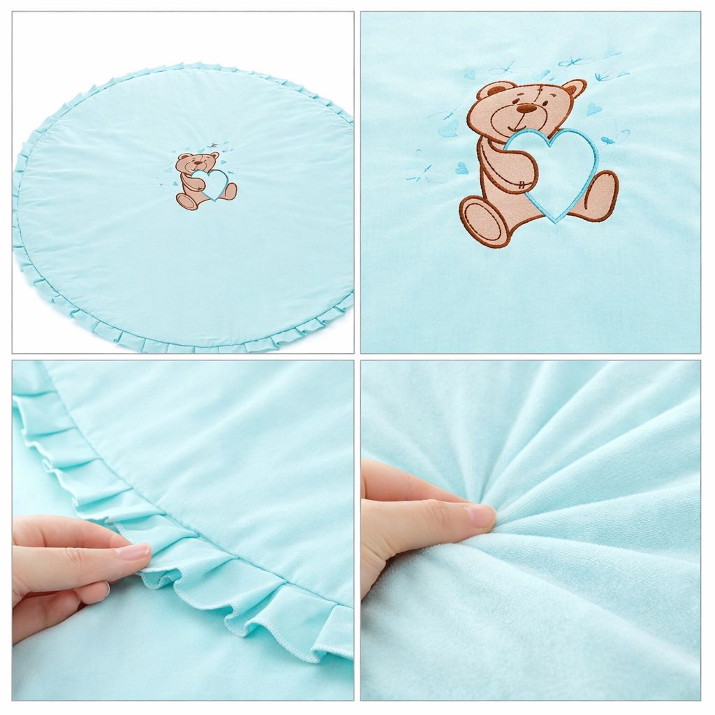 Weiche Krabbeldecke Ø 95 cm mit dekorativer Rüsche für Babys Mint