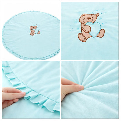 Weiche Krabbeldecke Ø 95 cm mit dekorativer Rüsche für Babys Mint