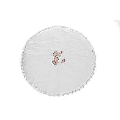 Runde Krabbeldecke Baby mit Teddy-Motiv – grau