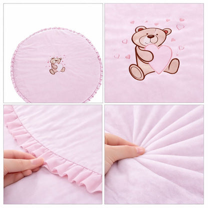 Weiche Krabbeldecke Ø 95 cm mit dekorativer Rüsche für Babys Rosa