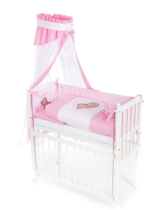 Beistellbett BABY Komplettbett Bär auf Mond rosa - babyhafen.de 