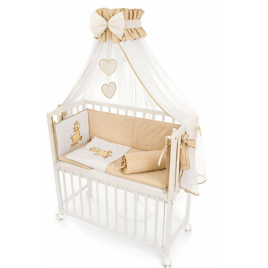 Beistellbett mit 8-teiligem Bettwäscheset Giraffe beige für Neugeborene