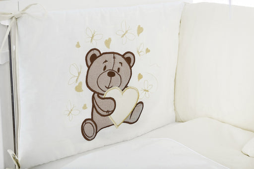 Bettwäsche für Beistellbett Teddybär / Schmetterlinge Creme - babyhafen.de 