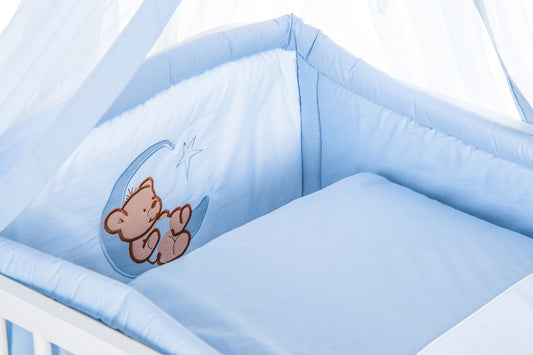 Komplettbett Babybett Teddy & Mond in Blau - babyhafen.de 