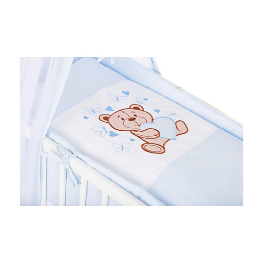 Mobiles Beistellbett mit Rollen Komplett Krabbeldecke Teddy Blau - babyhafen.de 