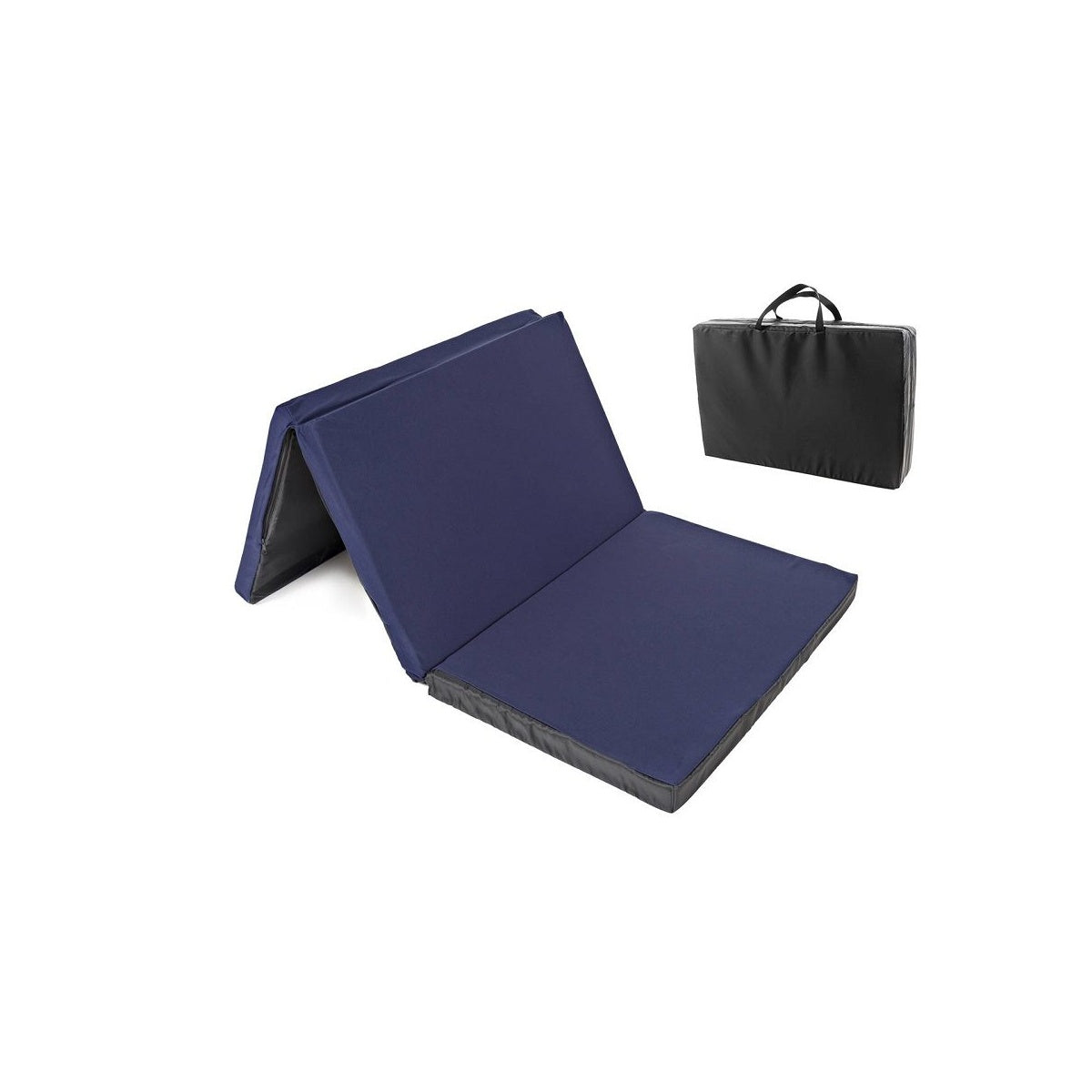 Faltbare Babyreisebett-Matratze 120x60 cm in Dunkelblau mit schwarzer Transporttasche