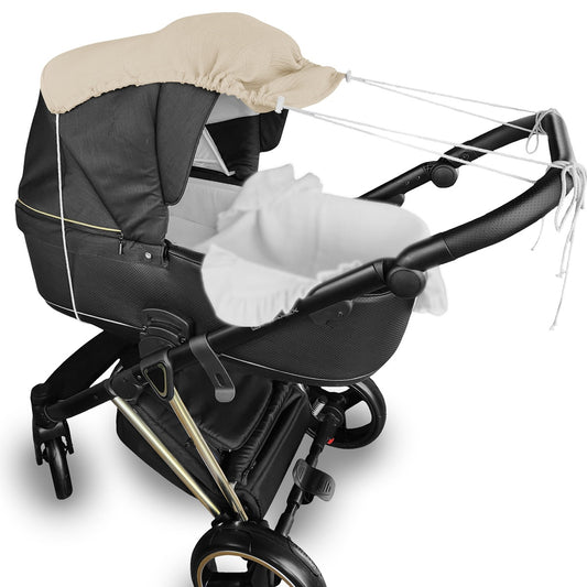 Sonnenschutz für Kinderwagen aus Musselin in Beige