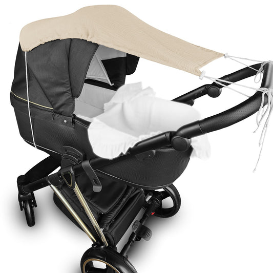 Sonnensegel Kinderwagen Musselin Beige als Sonnenschutz für Baby