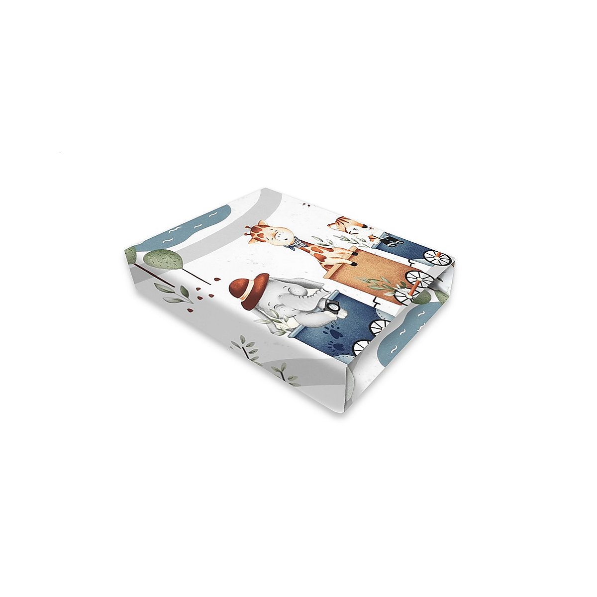 Baby Spannbettlaken 60x120 cm Tiere Motiv Blau