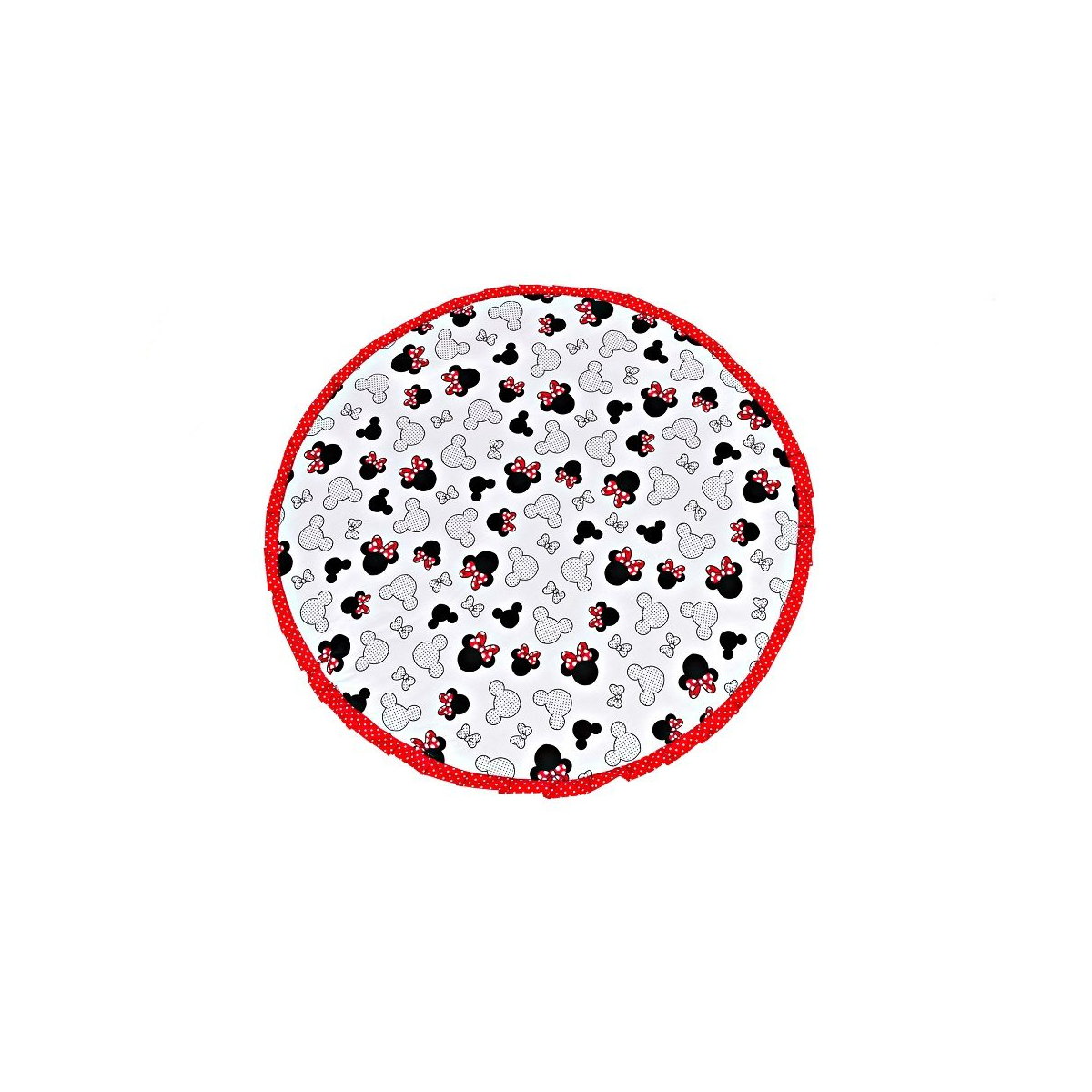 Runde Spielmatte mit Rüschen, Minnie-Motiv – 95 cm Durchmesser, weich gepolstert