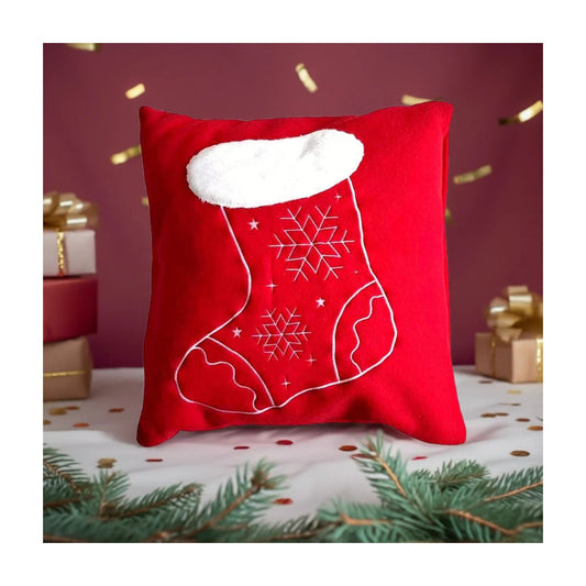 Dekokissen Weihnachten 40x40 cm Schuh Motiv – festliche Stickerei, handgefertigt