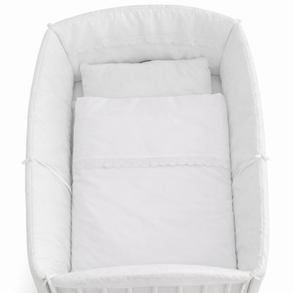 Wiegenbettwäsche 40x90 in Weiß 5-teilig mit Spitze und Nestchen